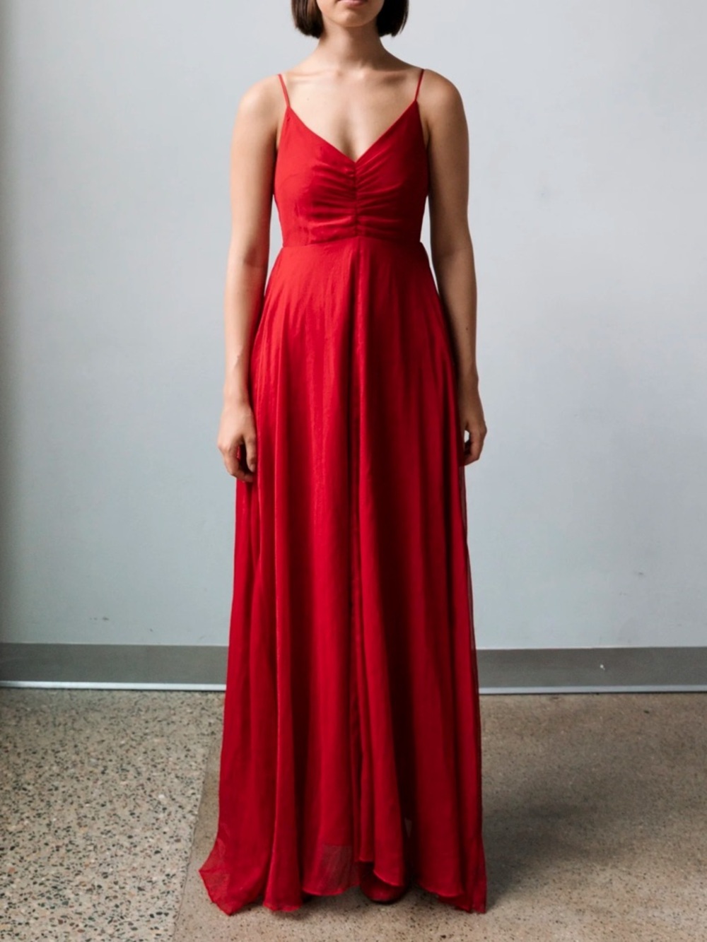 Altar’d State Red Spaghetti-Strap Maxi Dress Medium